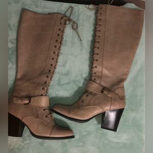 Dirty Laundry Tan Lace-Up Heeled Boots